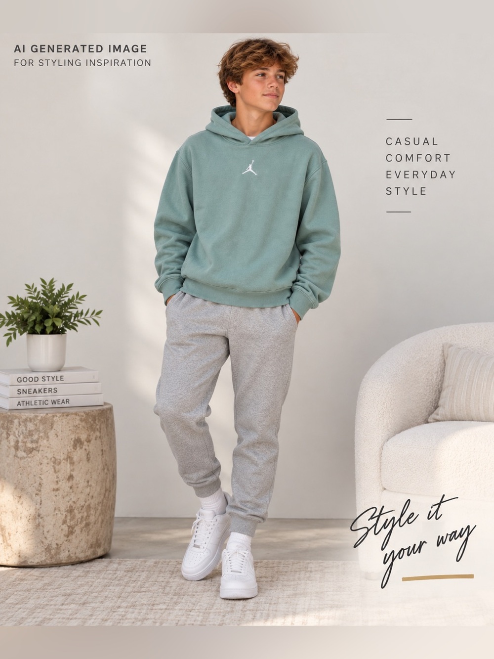 Jordan Jumpman Youth XL Seafoam Green Fleece Pullover Hoodie